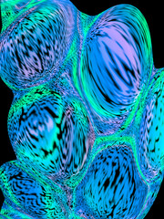 Blue Cosmic Cells on the blurred background