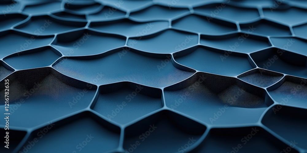 Poster material science nano concept. textured blue surface resembling a honeycomb pattern, showcasing intr