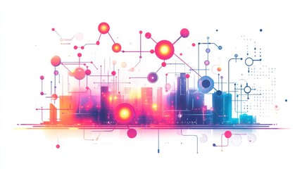 Obraz premium Smart city network digital technology concept.