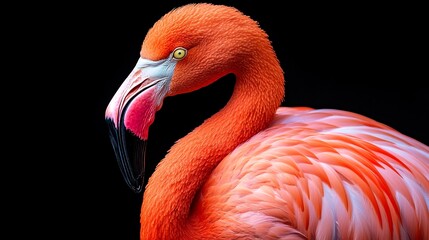 A close-up photograph of a vibrant flamingo.