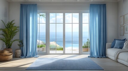 Luxurious Marine Blue Nautical Curtains and Drapes Bringing the Seaside Touch of Oceanic Elegance to Your Home Decor