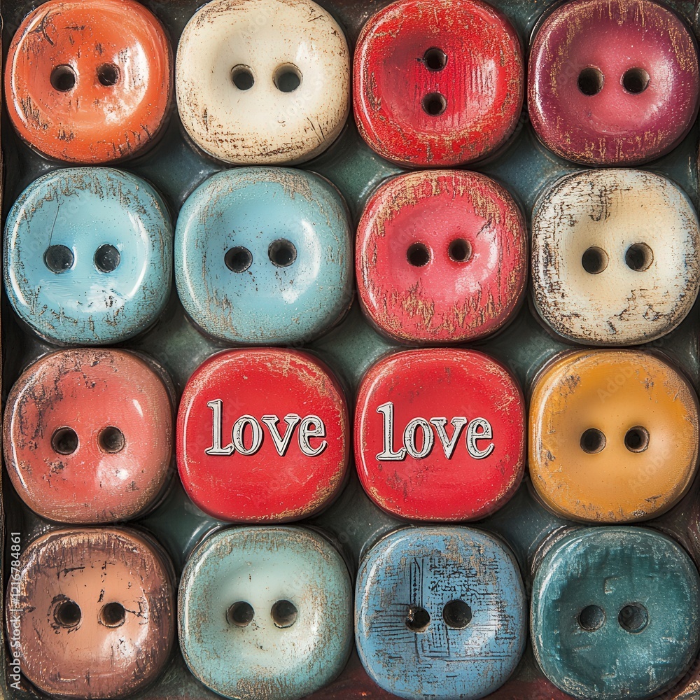 Poster a series of buttons arranged in a row, each with the word 