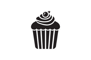 simple and unobtrusive cup cake vector silhouette illustration isolated in white background