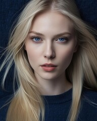 Naklejka premium Blue-Eyed Beauty in Minimal Style