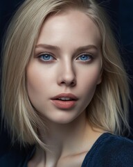 Naklejka premium Natural Elegance with Blonde Highlights