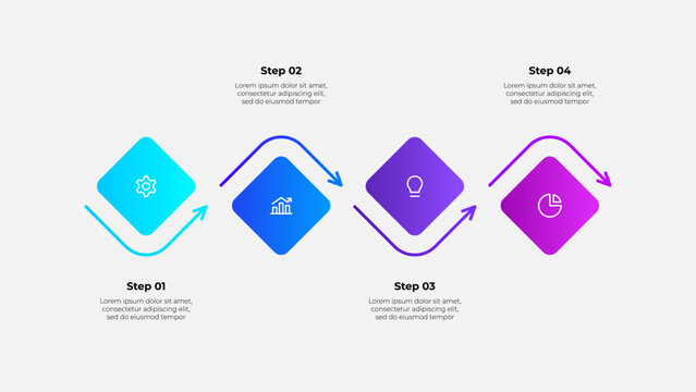 Four infographics hexagons. Template for business presentation. Vector infochart design illustration with 4 options. Process diagram.