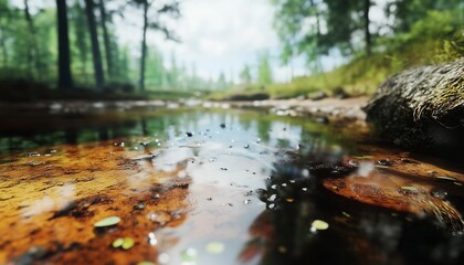 Polluted water dirty river with chemical contamination from industrial