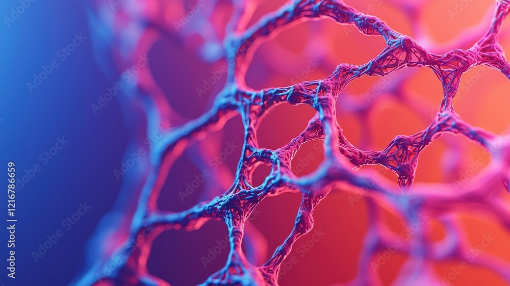 Aufkleber material science nano concept. abstract close-up of a colorful network structure, showcasing intrica