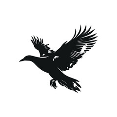 Flying Black Bird with Minimalist Composition