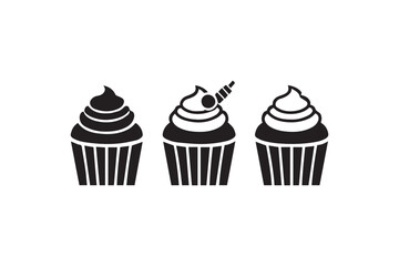 simple and unobtrusive cup cake vector silhouette illustration isolated in white background