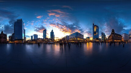 High-definition panoramic view of Frankfurt showcasing urban and natural beauty at twilight