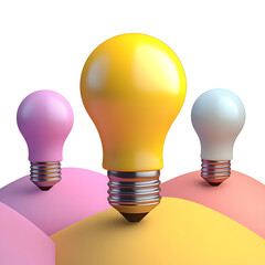 light bulb concept 3d cartoon style illustration