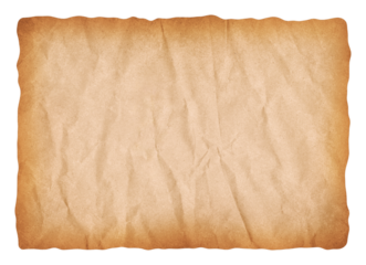 blank treasure map, paper vintage background. recycle brown paper crumpled texture, old paper surface on transparent background, isolated