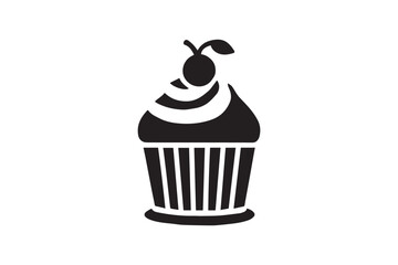 simple and unobtrusive cup cake vector silhouette illustration isolated in white background