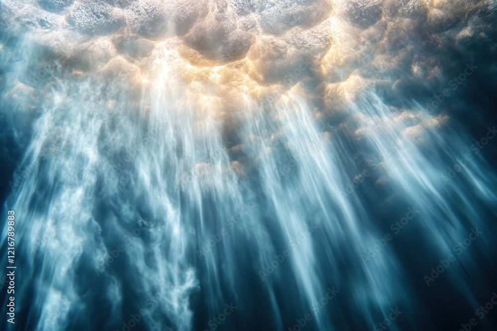 Poster light rays streaming through water create a mesmerizing underwater atmosphere at noon