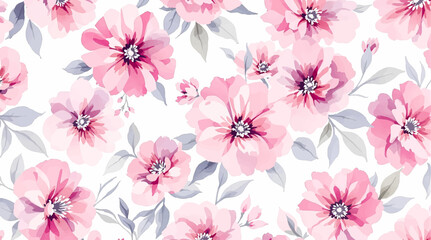 A white background with pink flowers in the foreground