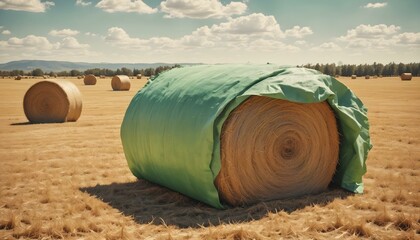 Obraz premium A photo of a blue bale wrapp