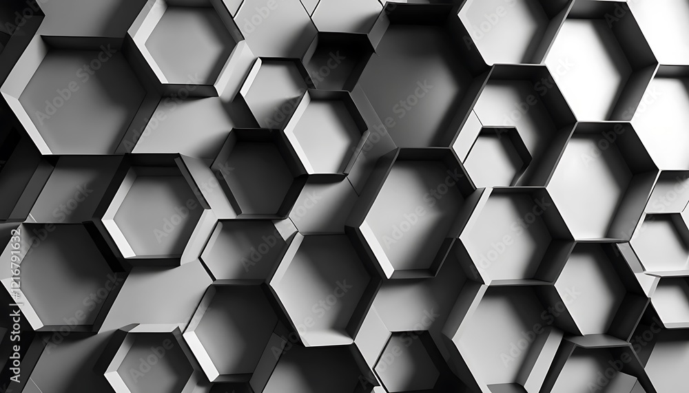 Poster abstract hexagonal pattern grey scale design