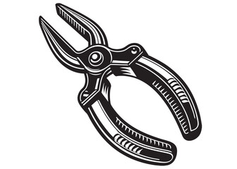 plier silhouette vector illustration design, pliers icon logo vector, metal plier silhouette vector, black silhouette of plier tool, plier silhouette vector design on white background.