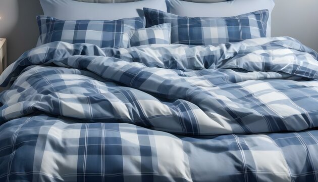 A photo of a plaid duvet