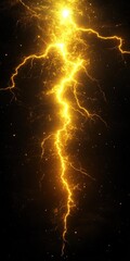 Dynamic Golden Lightning Bolt On Black Background