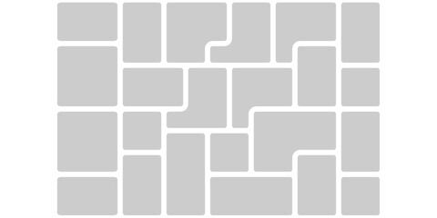 Photo layout bento mosaic ui design. Dashboard pattern, collage poster of bricks. Moodboard card wall for modular interface. Retro futurism gui infographics diagram. Corporate wireframe kit user space