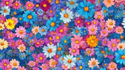 Vibrant spring field of daisies creating a cheerful and seamless floral pattern