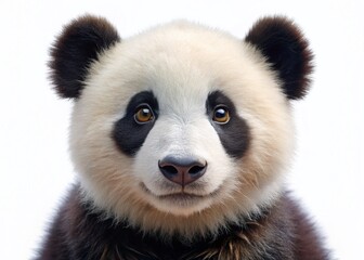 Fototapeta premium Adorable Panda Bear Isolated on White Background - Cute Wildlife Stock Photo