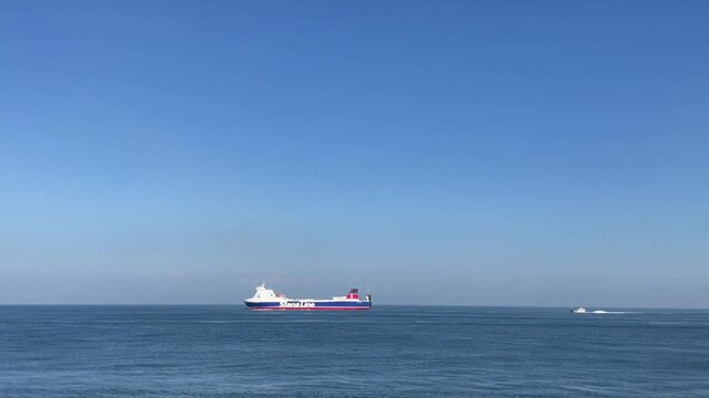 October 25, 2024. Maasvlakte Rotterdam. Stenaline Ferry leaving the harbors of Rotterdam.