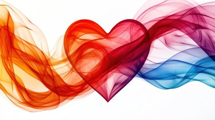 A colorful, flowing design featuring a heart shape, symbolizing love and emotion with vibrant, wavy patterns in warm and cool colors.