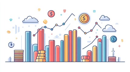 Fototapeta premium Financial growth chart with rising profits and increasing revenue.
