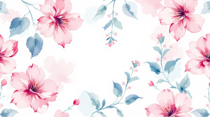 seamless pattern - repeatable texture of abstract pink flowers on white background © Watercol