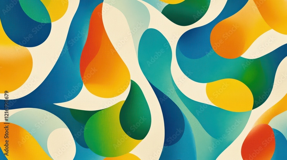 Poster abstract colorful geometric pattern with organic shapes and curved lines