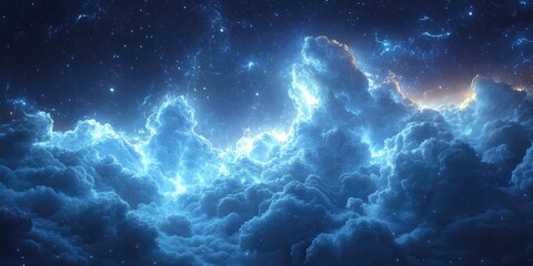 Luminous Nightscape Celestial Clouds and Starlight