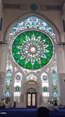 Obraz premium Mosque interior, stained glass, prayer, architecture, worship