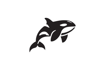 Naklejka premium Orca silhouette vector illustration in black and white, set against a white background