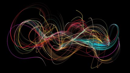 Abstract colorful light trails on a black background, representing motion and creativity.