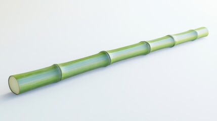Fototapeta premium Single green bamboo stalk on white background.
