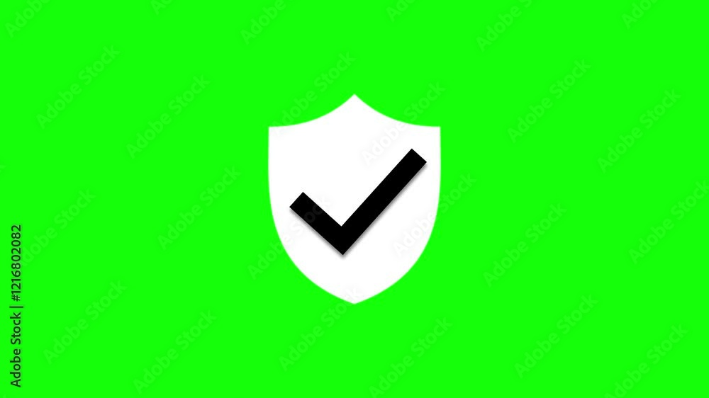 Poster right mark icon with shield icon isolated . tick symbol. confirm and approved icon animation .