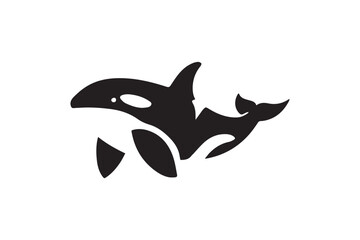 Obraz premium Orca silhouette vector illustration in black and white, set against a white background
