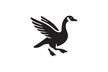 Obraz premium Canada Goose silhouette vector illustration in black and white, set against a white background
