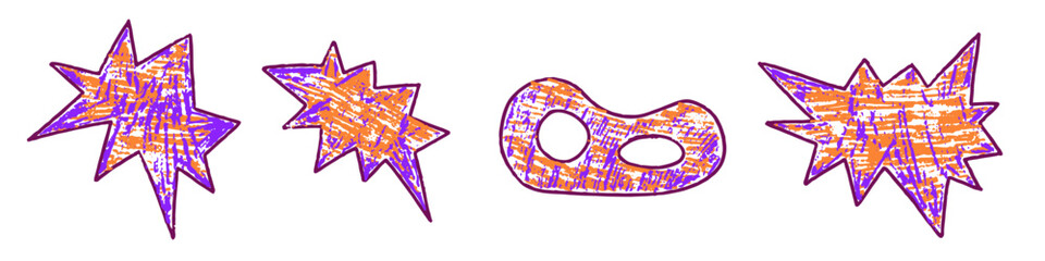 Shape Crayon texture playful. Figure crayon abstract for kid design. Geometry shape y2k scribble. Vector illustration