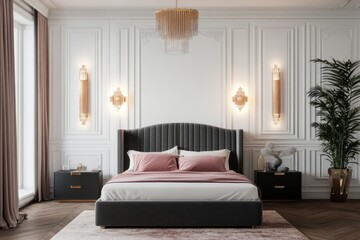 Fototapeta premium Elegant Master Bedroom Interior Design With Modern Decor