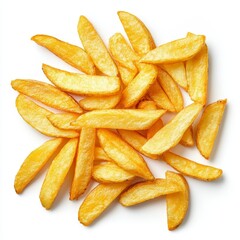 Crispy French Fries Isolated on White Background, Representing Fast Food, Snacks, and Comfort Food Concepts.