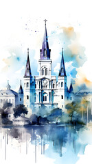 Obraz premium Digital watercolor street scenery abstract graphic poster background