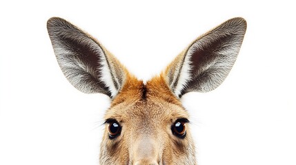 Close-up Portrait of a Red Kangaroo's Face and Ears