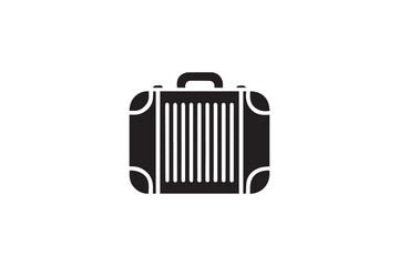 Travel baggage silhouette vector illustration in black and white, set against a white background