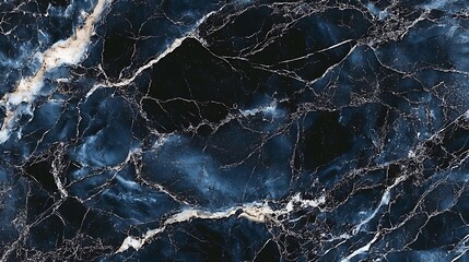 dramatic black marble texture with bold white veins, polished to a glossy shine.