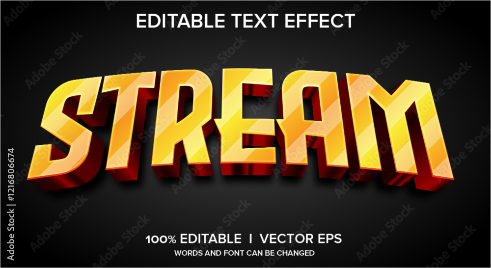 Poster streame 3d vector text effect with modern style design