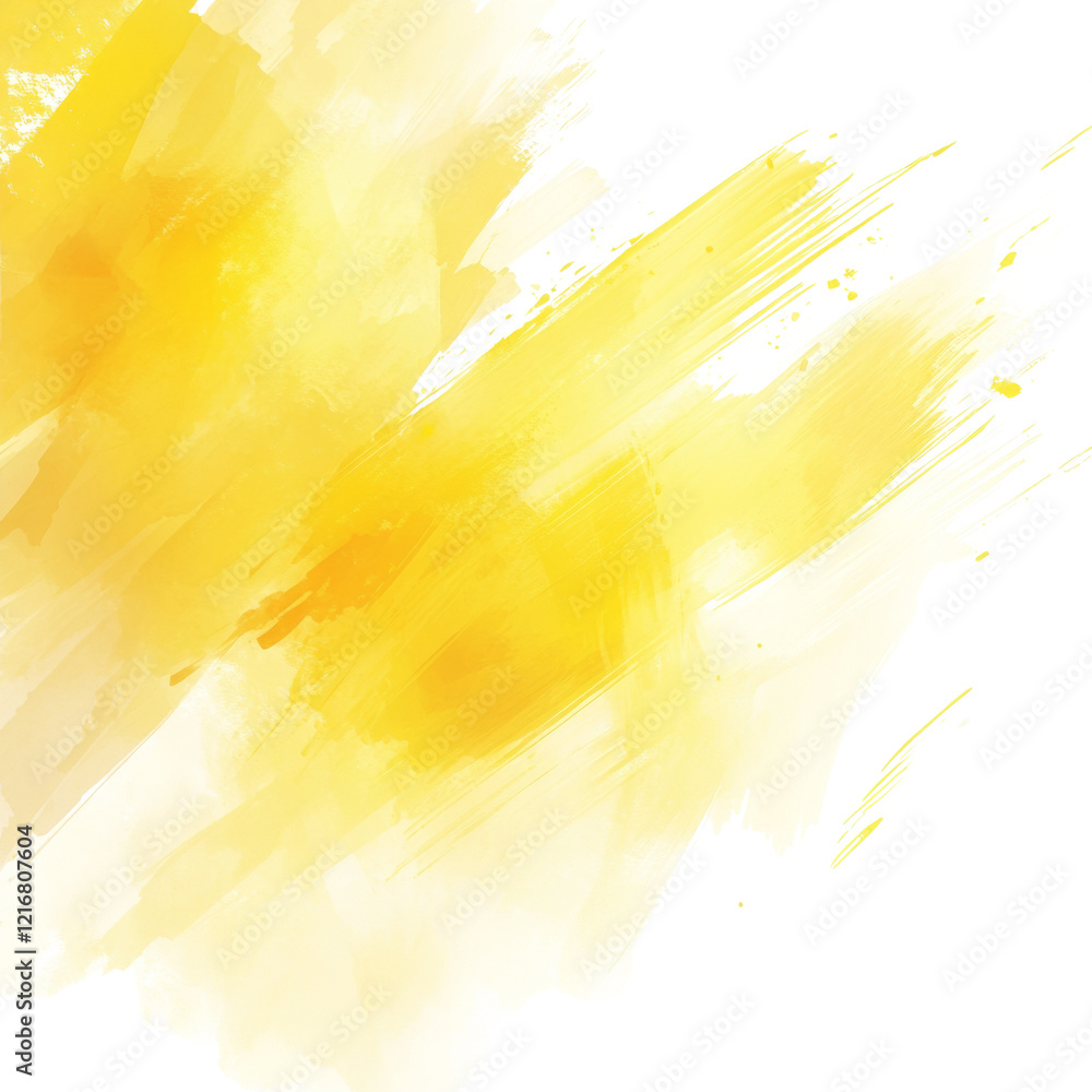 Poster the image showcases an abstract composition of dynamic yellow and white brush strokes against a blac